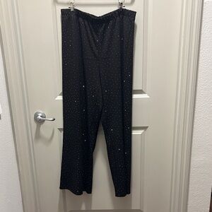 Glamour Black Wide Leg Pants with silver embellishments